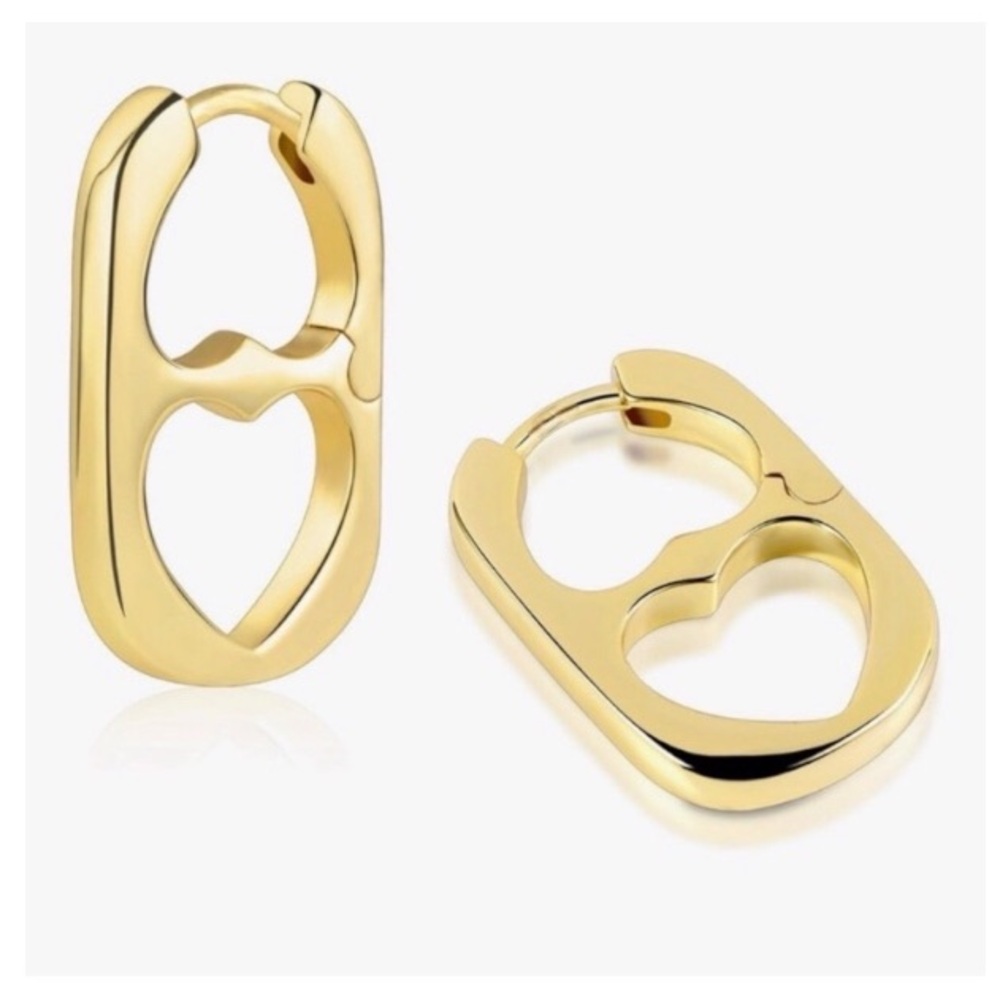 New Gold Steel Double Heart Pop Can Earrings